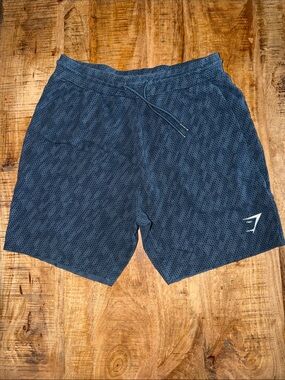 Gymshark Navy Blue Textured Athletic Shorts